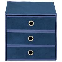 Schubladenbox Mona aus Samt in Dunkelblau - Dunkelblau, Karton/Textil (32/31,5/32cm) - Mömax