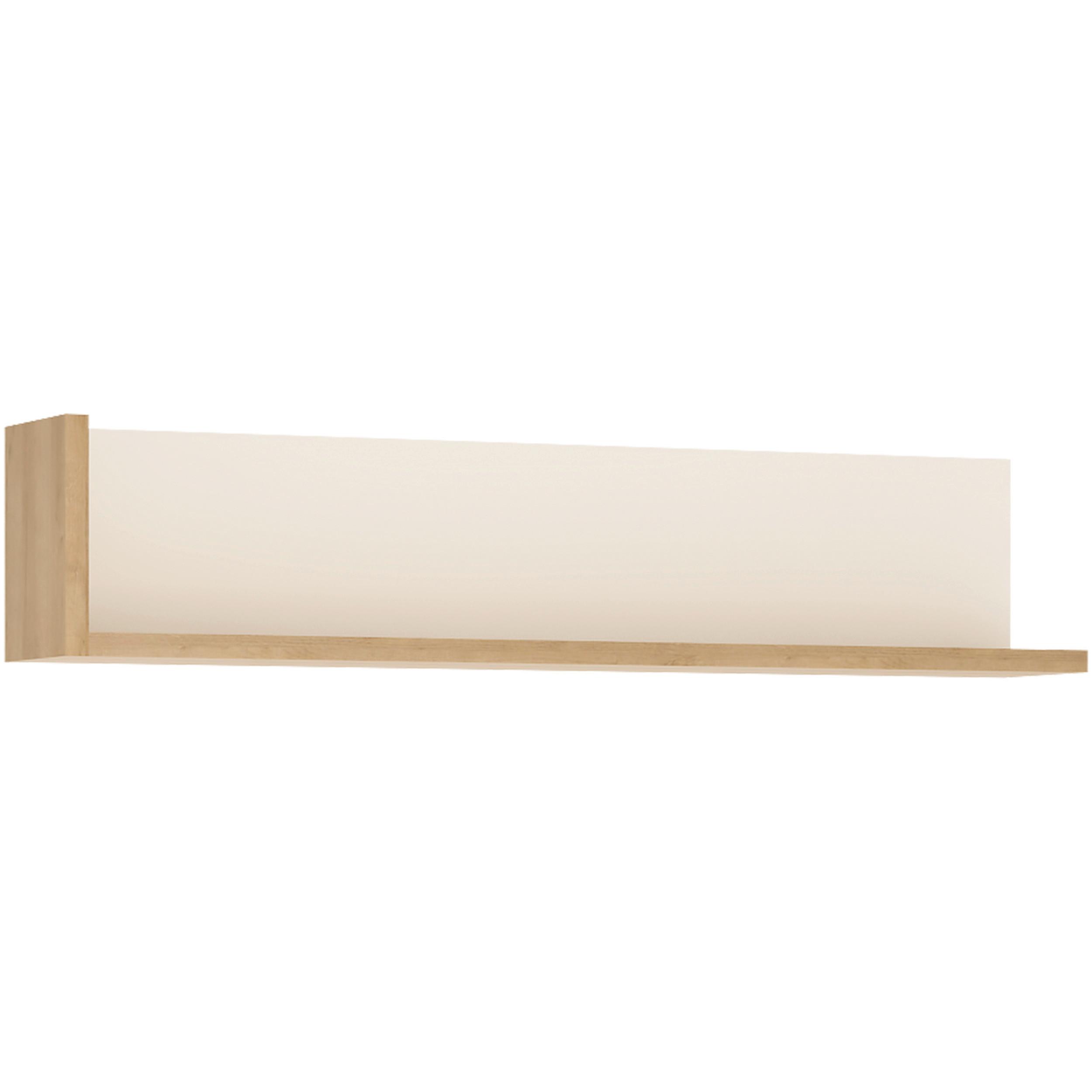 Poliță De Perete Lyon Hell - culoare lemn stejar/alb lucios intens, Trend, material pe bază de lemn (119,9/24,8/20cm) - Modern Living
