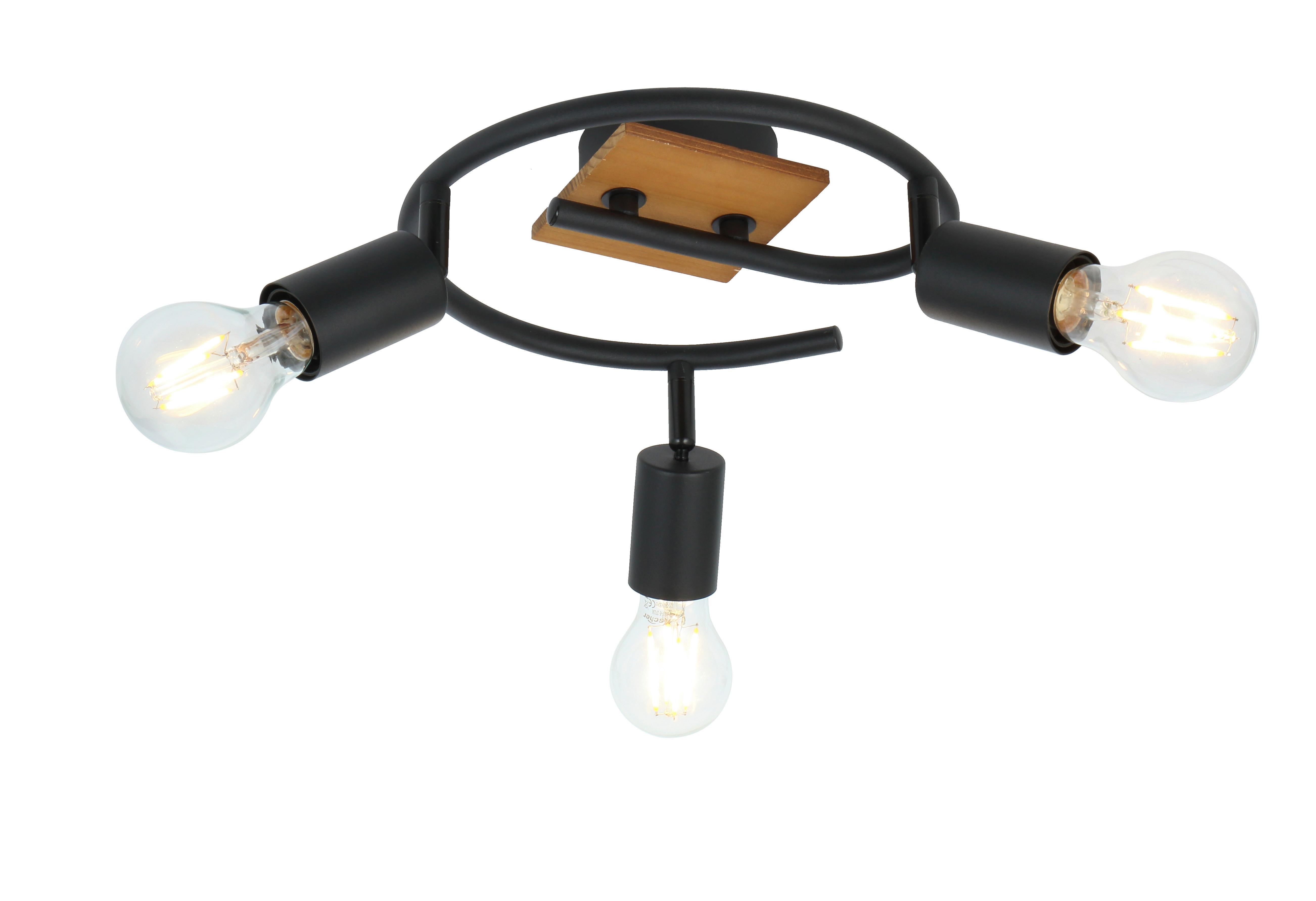 Strahler Martha Braun/Schwarz max. 40 Watt - Schwarz/Braun, Basics, Holz/Metall (25/14cm) - Globo