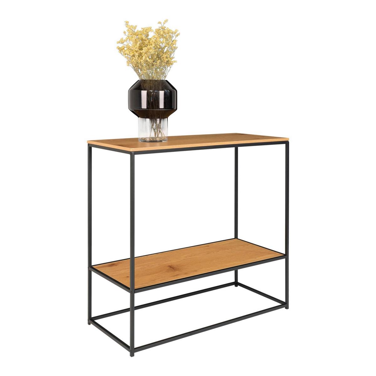 Konsole Vita Eichefarben/Schwarz - Eichefarben/Schwarz, Basics, Holzwerkstoff/Metall (80/80/36cm)