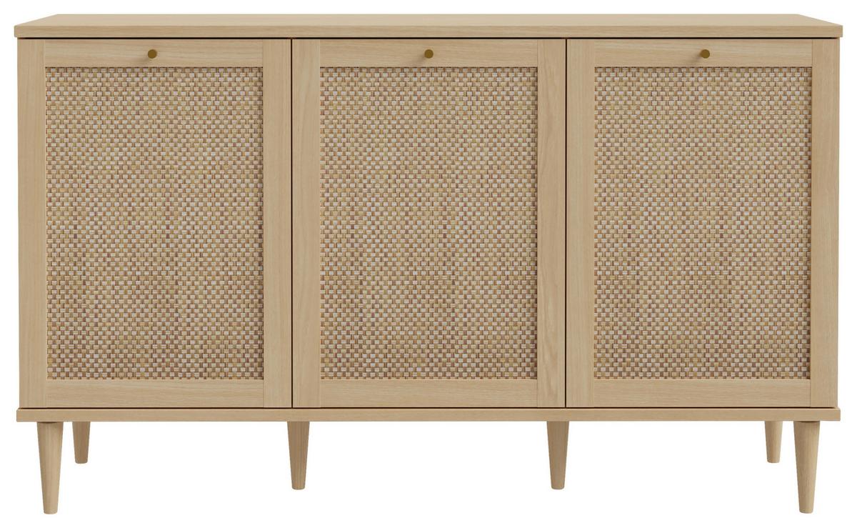 Komoda Calasetta - boje hrasta/zlatne boje, Natur, drvni materijal/metal (149,8/89,8/41,4cm) - Premium Living