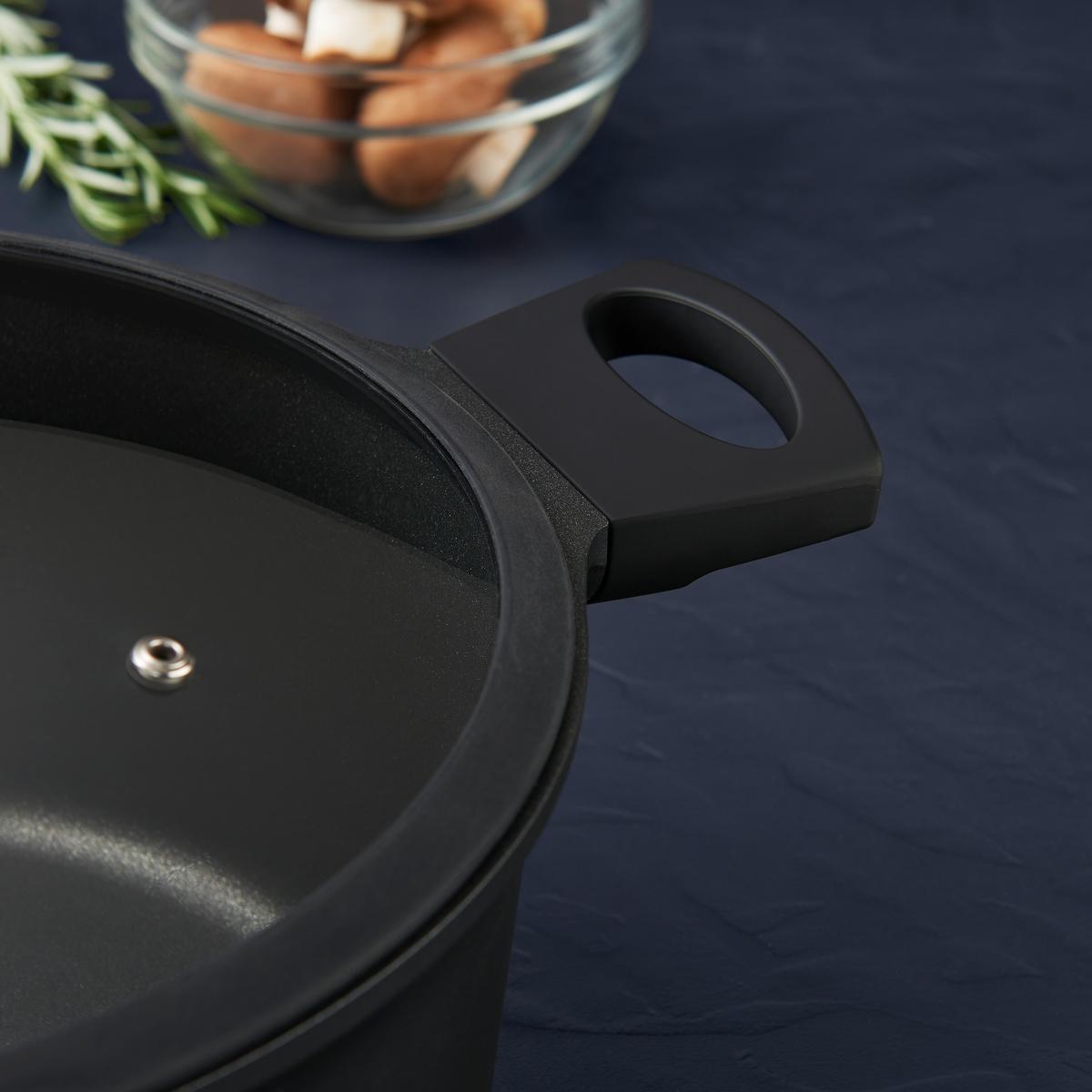Kochtopf Black Line in Schwarz Ø  ca. 28cm - Klar/Schwarz, KONVENTIONELL, Glas/Kunststoff (28/12,8cm) - Gourmesto