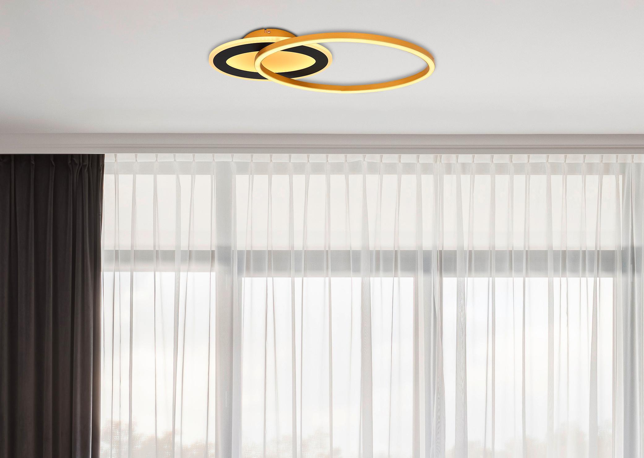 LED Mennyezeti Lámpa 67264-24 - fekete/arany, Design, műanyag/fém (53/23,5/7cm) - Globo