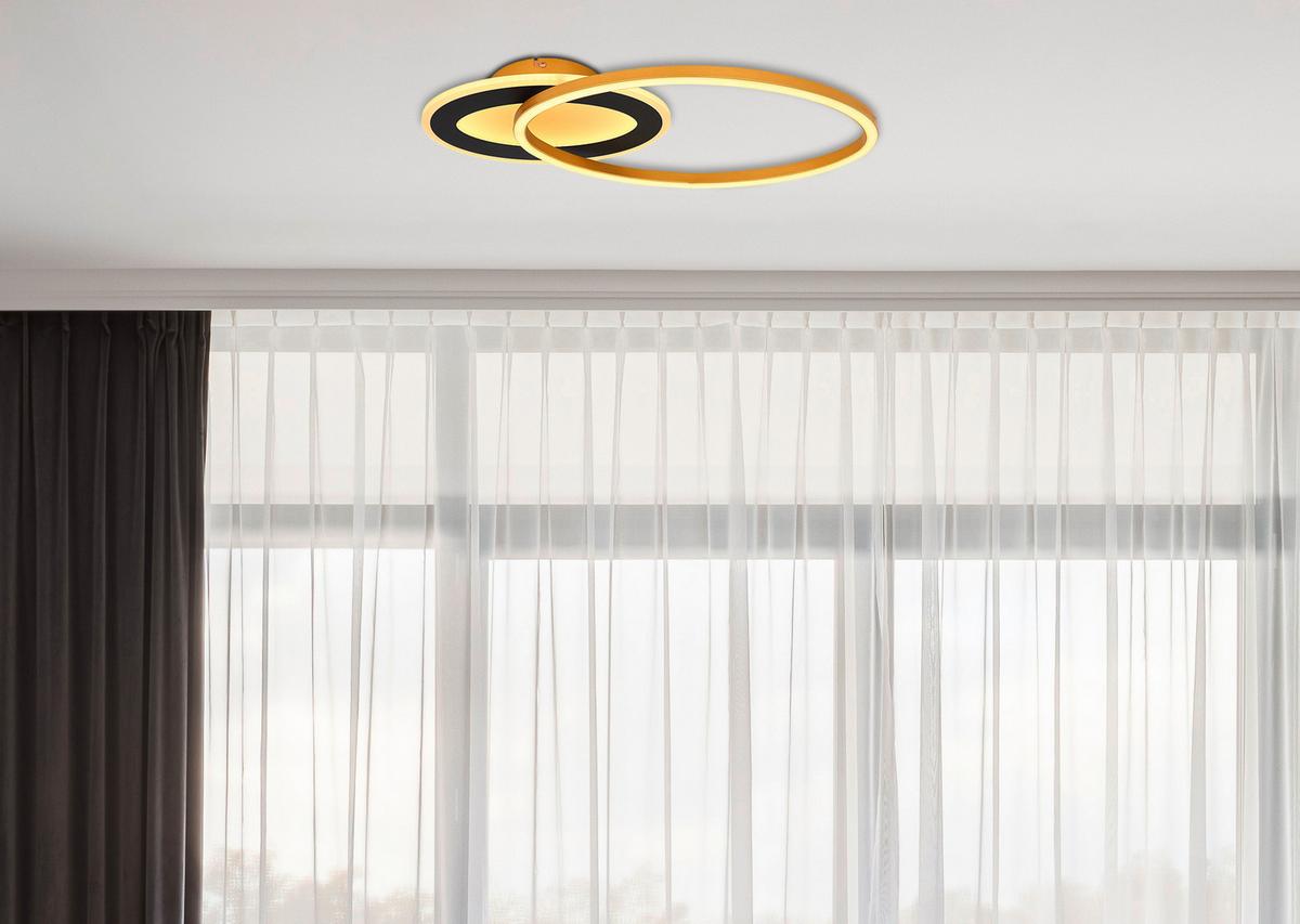 Stropna Led-svetilka Silla I, S Sijalko - zlate barve/črna, Design, kovina/umetna masa (53/23,5/7cm) - Globo