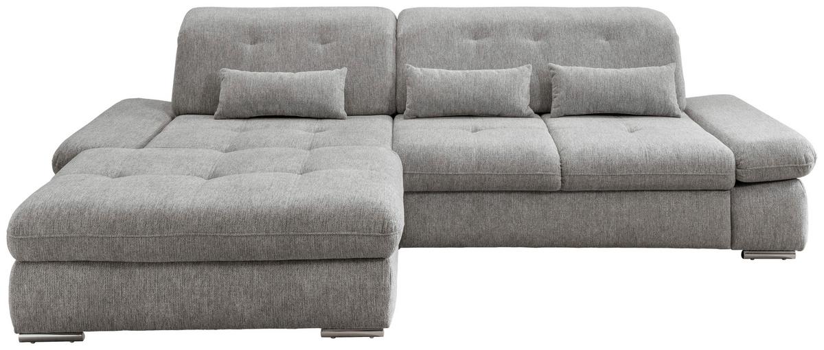 Wohnlandschaft Dalida Silberfarben Chenille - Chromfarben/Silberfarben, Design, Textil/Metall (196/300cm) - Livetastic
