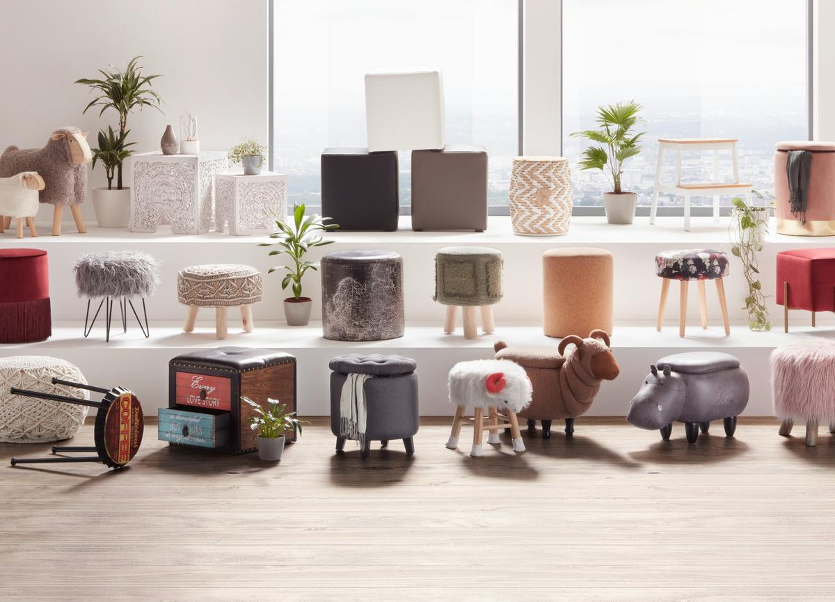 Hocker in Braun - Schwarz/Braun, Kunststoff/Textil (40/42/40cm) - Mömax