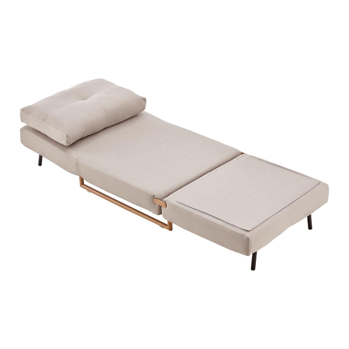 Schlafsessel Malic Beige Webstoff - Eichefarben/Beige, Modern, Textil/Metall (80/84/90cm) - Bessagi Home
