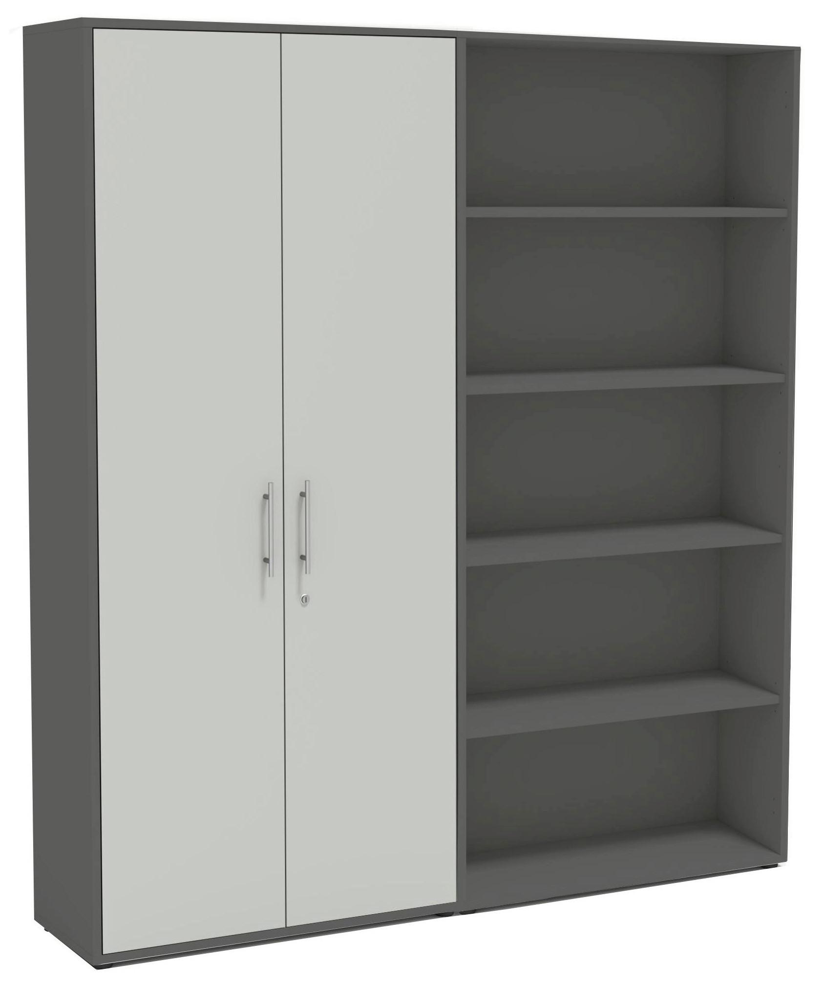 AKTENSCHRANK OFFICE EDITION - SW SET 1 HOCH - Anthrazit/Hellgrau, MODERN, Holzwerkstoff (168,8/185,6/33cm) - MID.YOU
