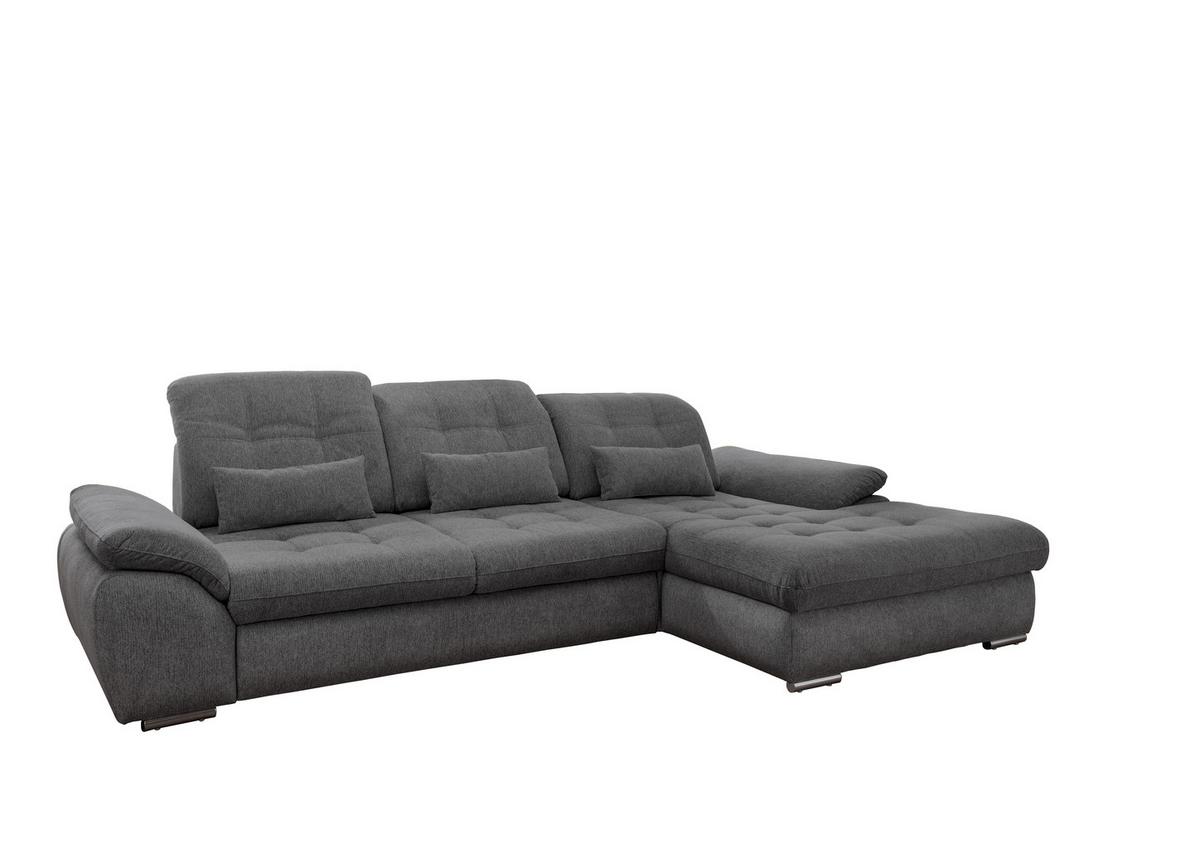 Ecksofa Rigatti mit Bettkasten ca. 314x184 cm Anthrazit - Chromfarben/Anthrazit, MODERN, Textil/Metall (314/184cm) - Livetastic