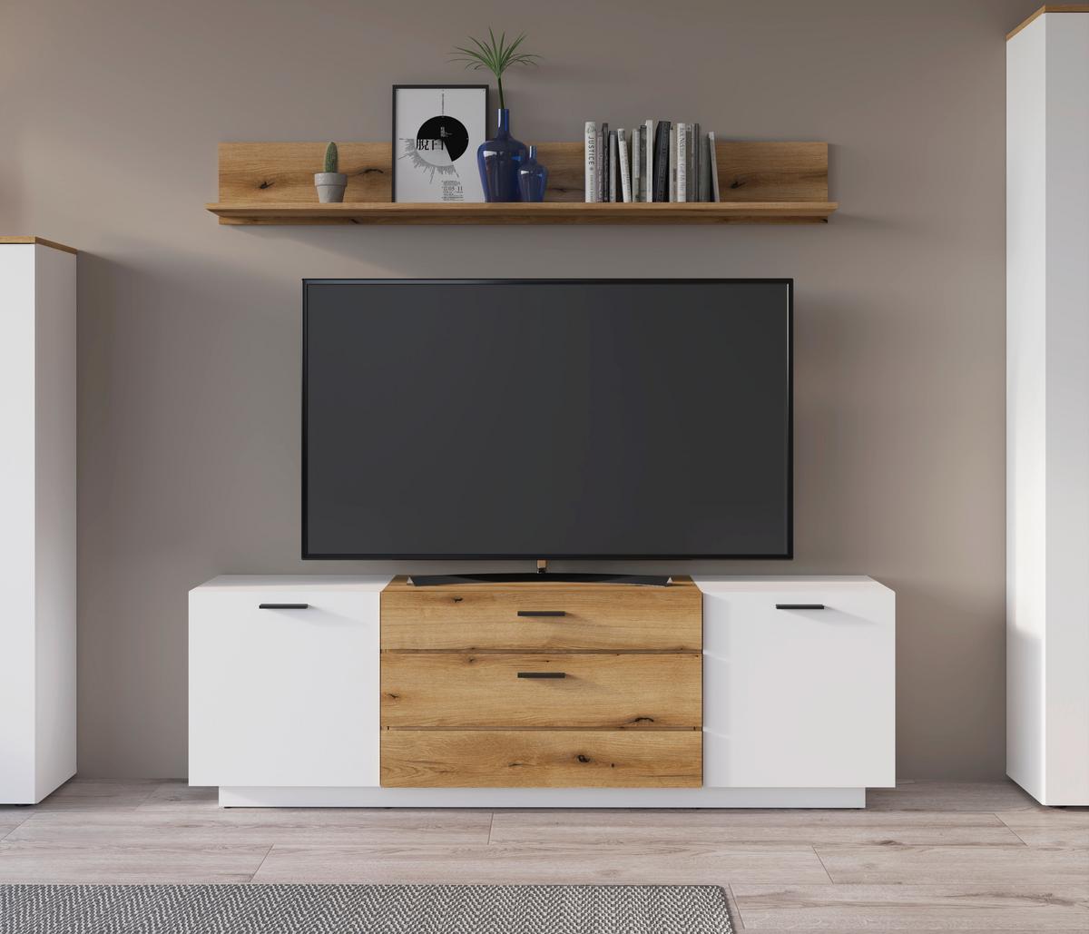 Tv-komoda Dalano - bijela/boje hrasta, Trend, drvni materijal/plastika (175,9/55,5/41,6cm) - Modern Living