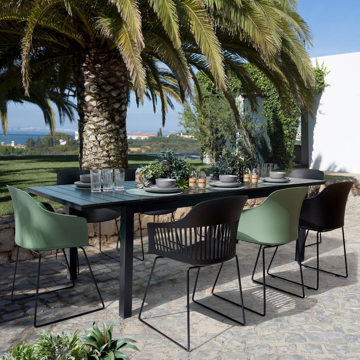 Gartentisch Florian in Schwarz - Schwarz, Modern, Kunststoff/Metall (200-260/76/90cm) - Modern Living