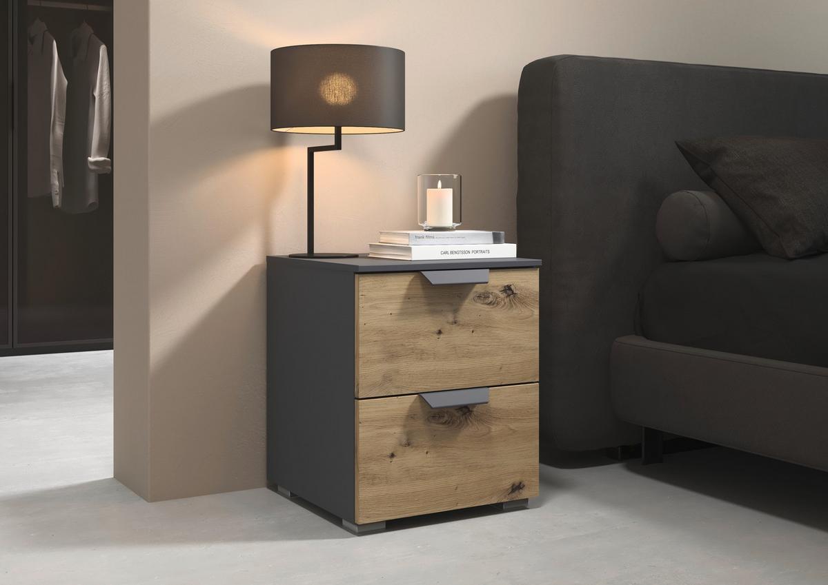 Noćni Ormarić Karpo - siva/hrast Artisan, Moderno, drvni materijal/metal (40/49/42cm) - Premium Living