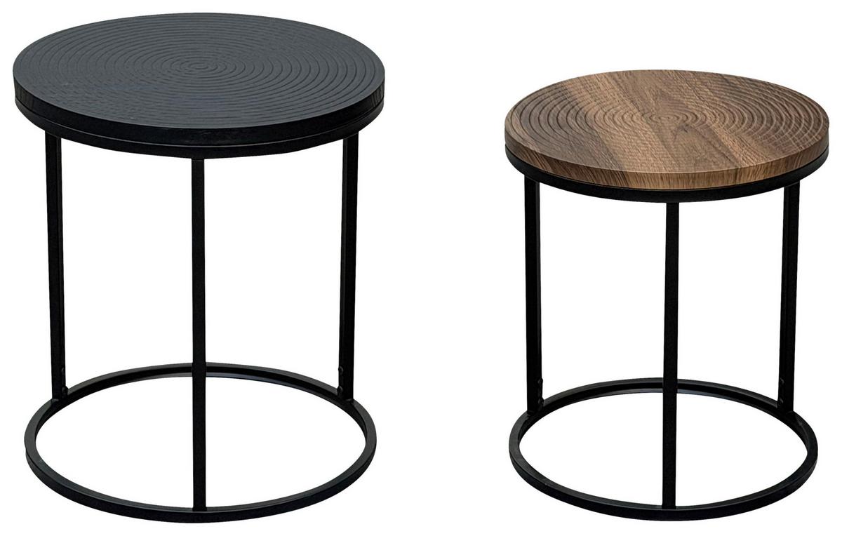 Stolić Set 2/1 Wolf - smeđa/crna, Moderno, drvni materijal/metal (40/35/45/40cm) - Modern Living