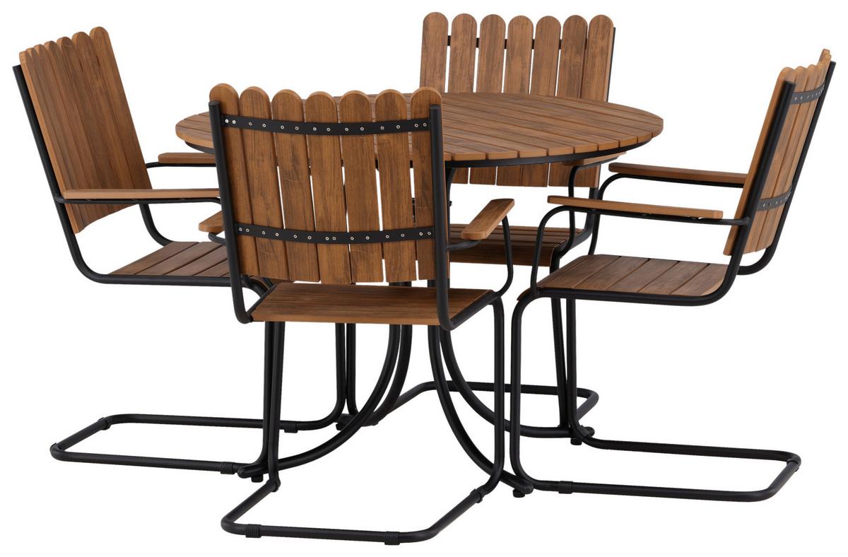 GARTENTISCHGRUPPE HOLMSUND - Schwarz, KONVENTIONELL, Metall - Gardenson
