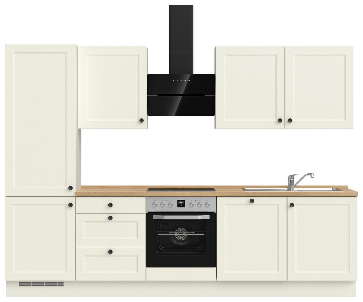 Küchenblock Cascada High m. Geräten Weiß - Eichefarben/Schwarz, MODERN, Holzwerkstoff/Metall (300cm) - Nobilia