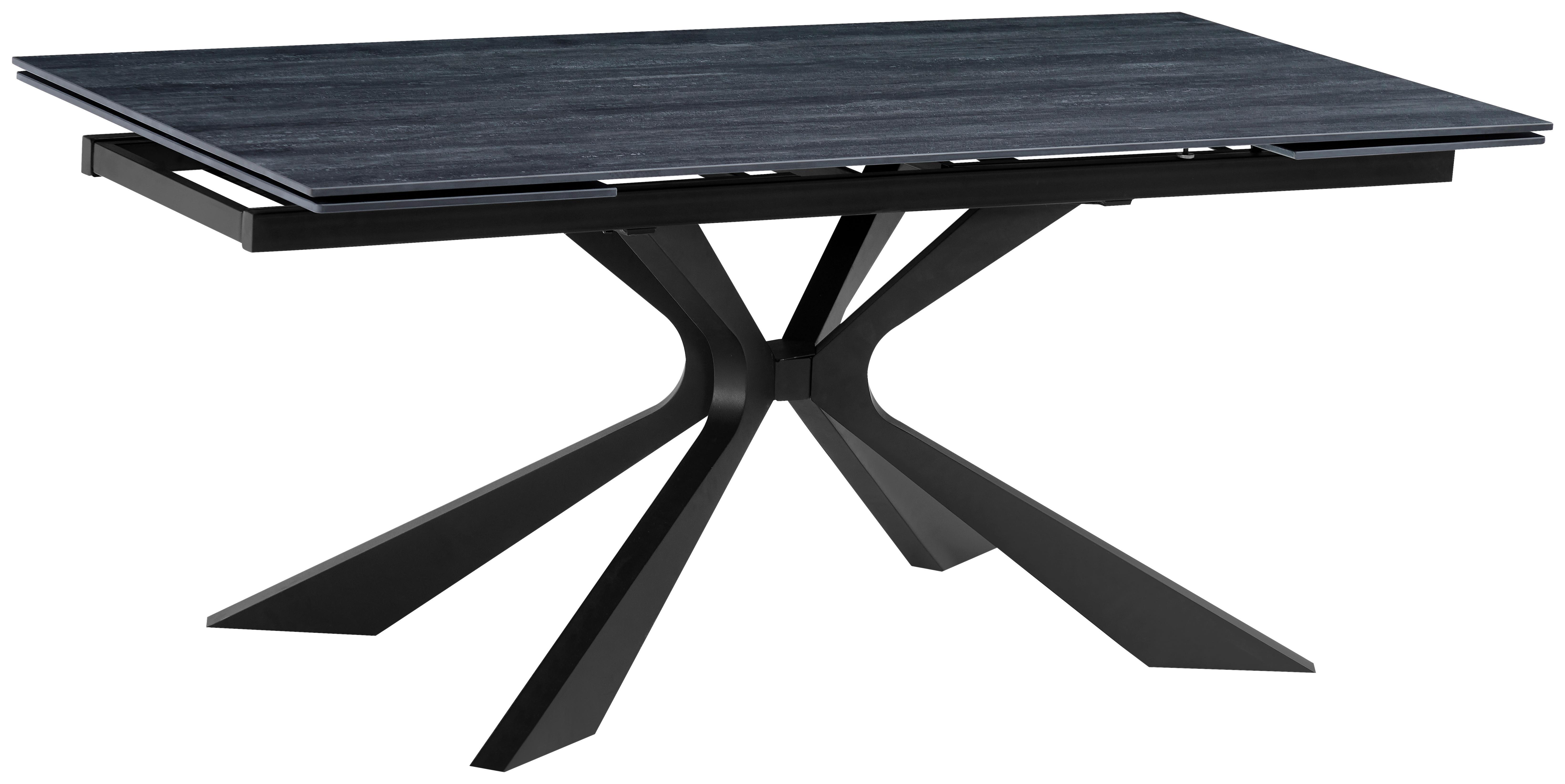 Raztegljiva Miza Hamar, Črna, 180-260x90 - črna, Moderno, kamen/kovina (180-260/90/76cm) - P & B