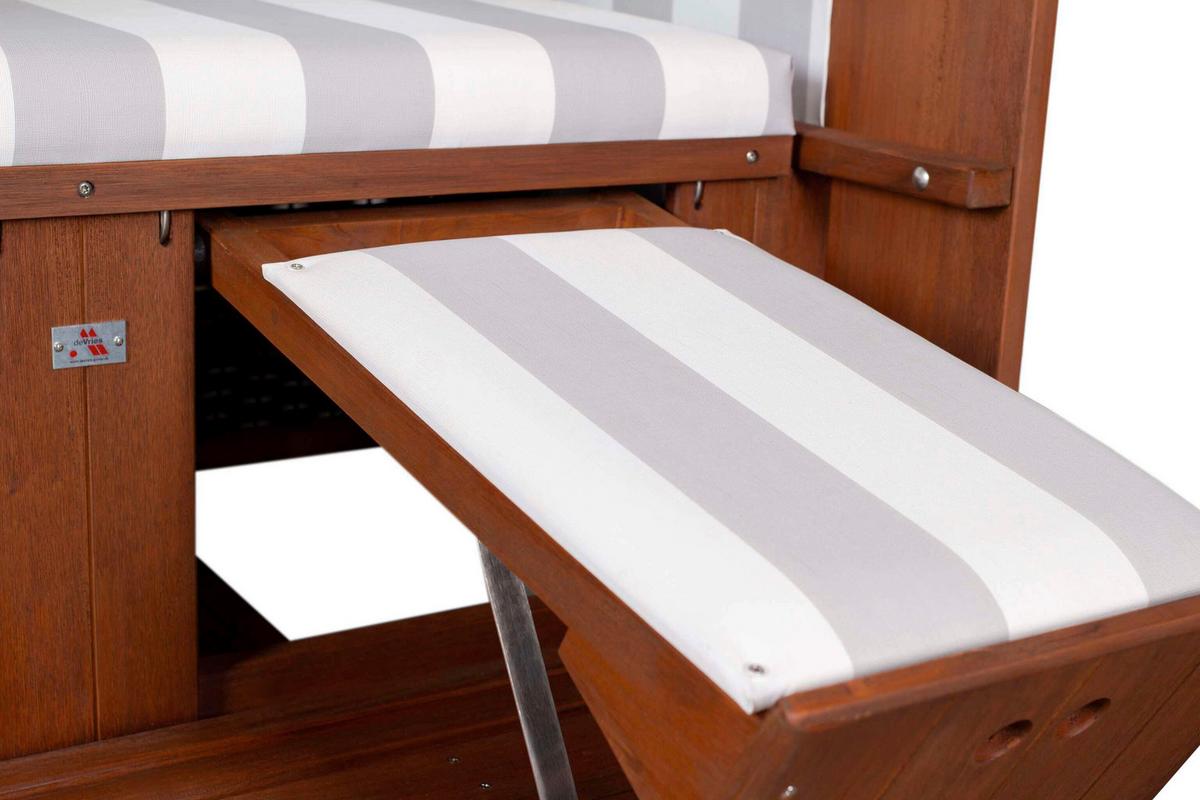 Strandkorb Profi Ostsee Poel Mahagoni/Grau/Weiß - Dunkelbraun/Weiß, KONVENTIONELL, Holz (124/159/87cm)