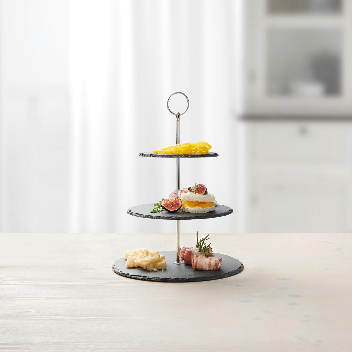 Etagere Stone in Schwarz - Schwarz, MODERN, Metall (25/33cm) - Zandiara