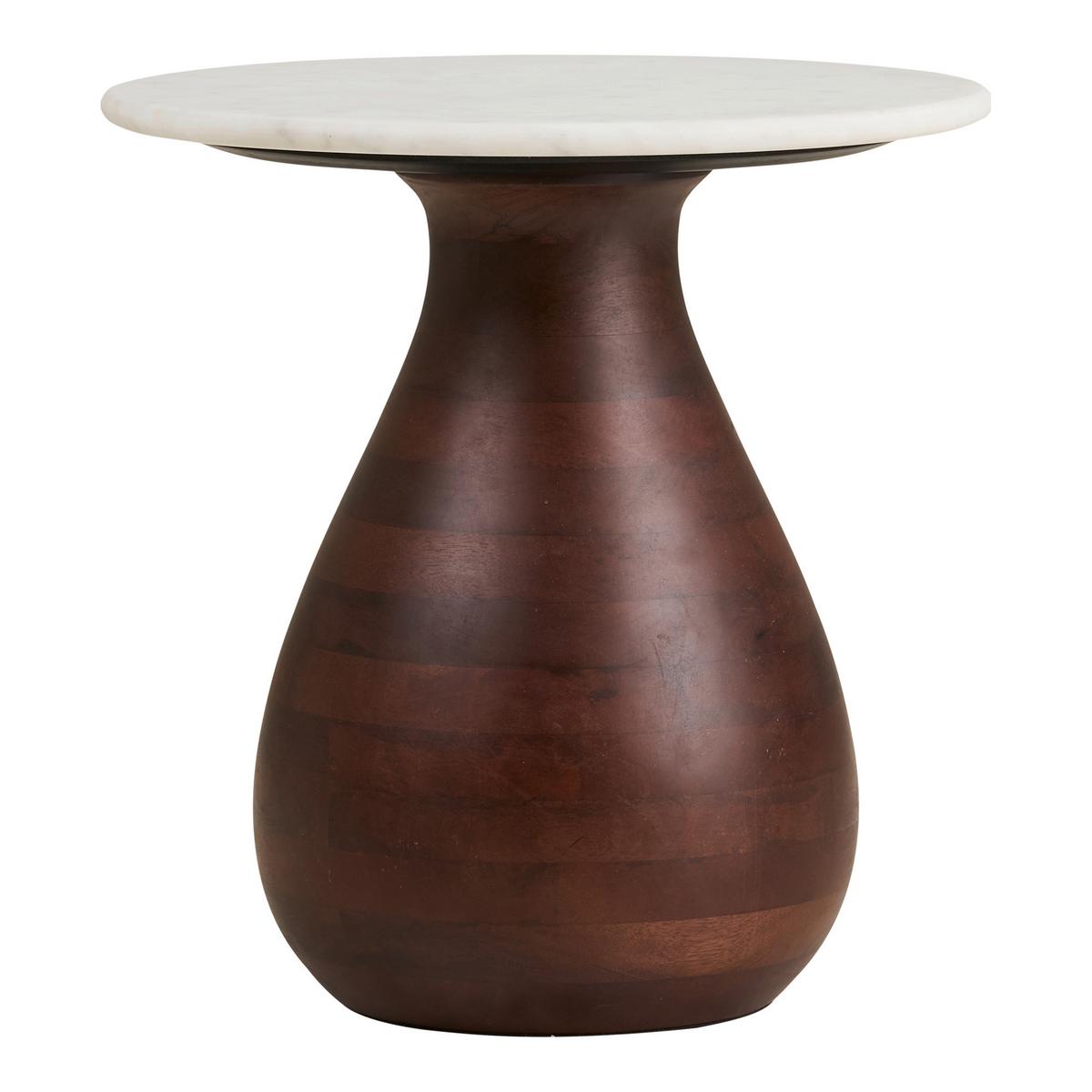 Beistelltisch Heide Weiß/Dunkelbraun - Dunkelbraun/Weiß, Design, Holz/Stein (40/40/41cm) - MID.YOU