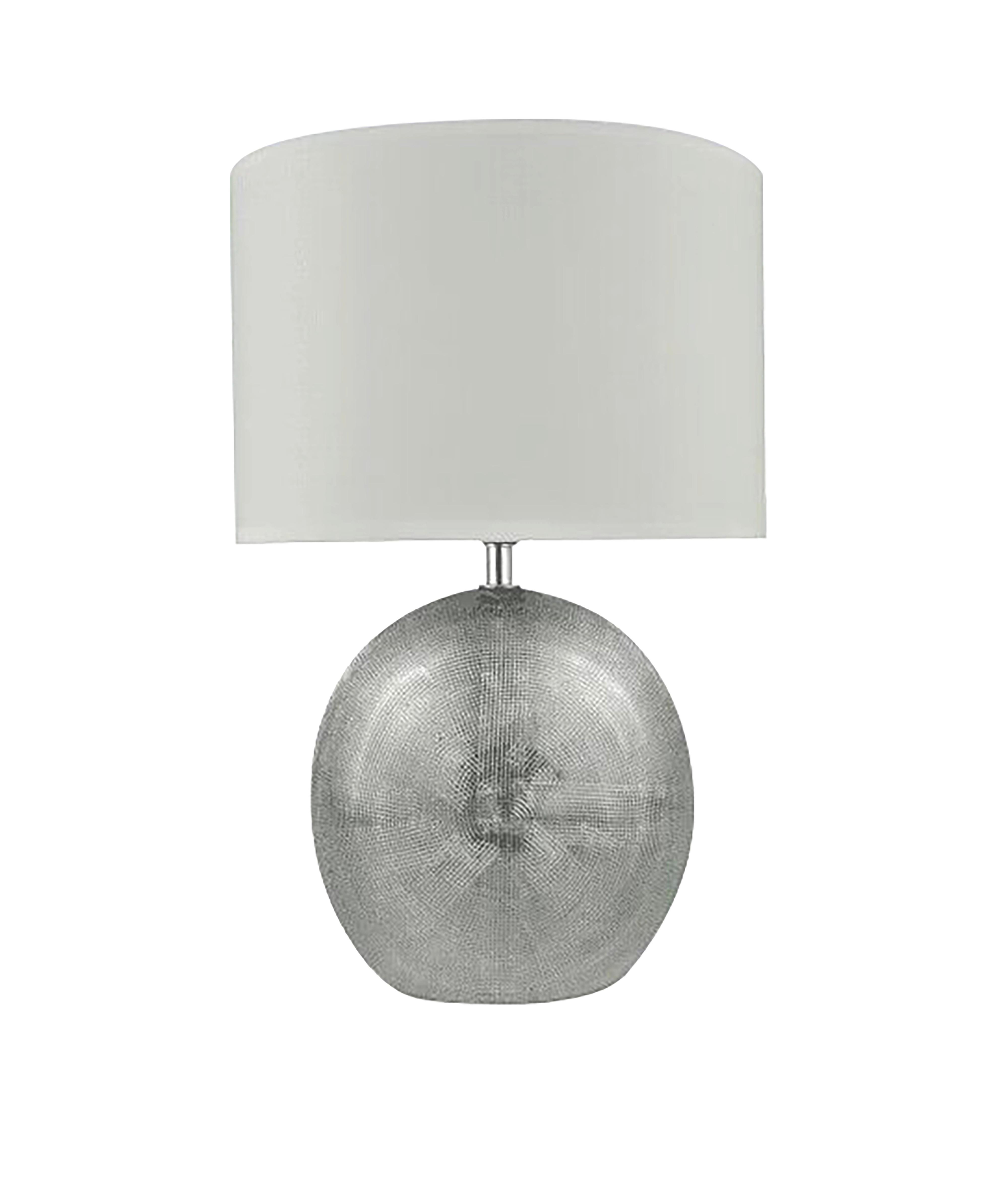 Tischleuchte Ilias max. 40 Watt - Silberfarben/Weiß, MODERN, Keramik/Textil (24/37cm) - Mömax