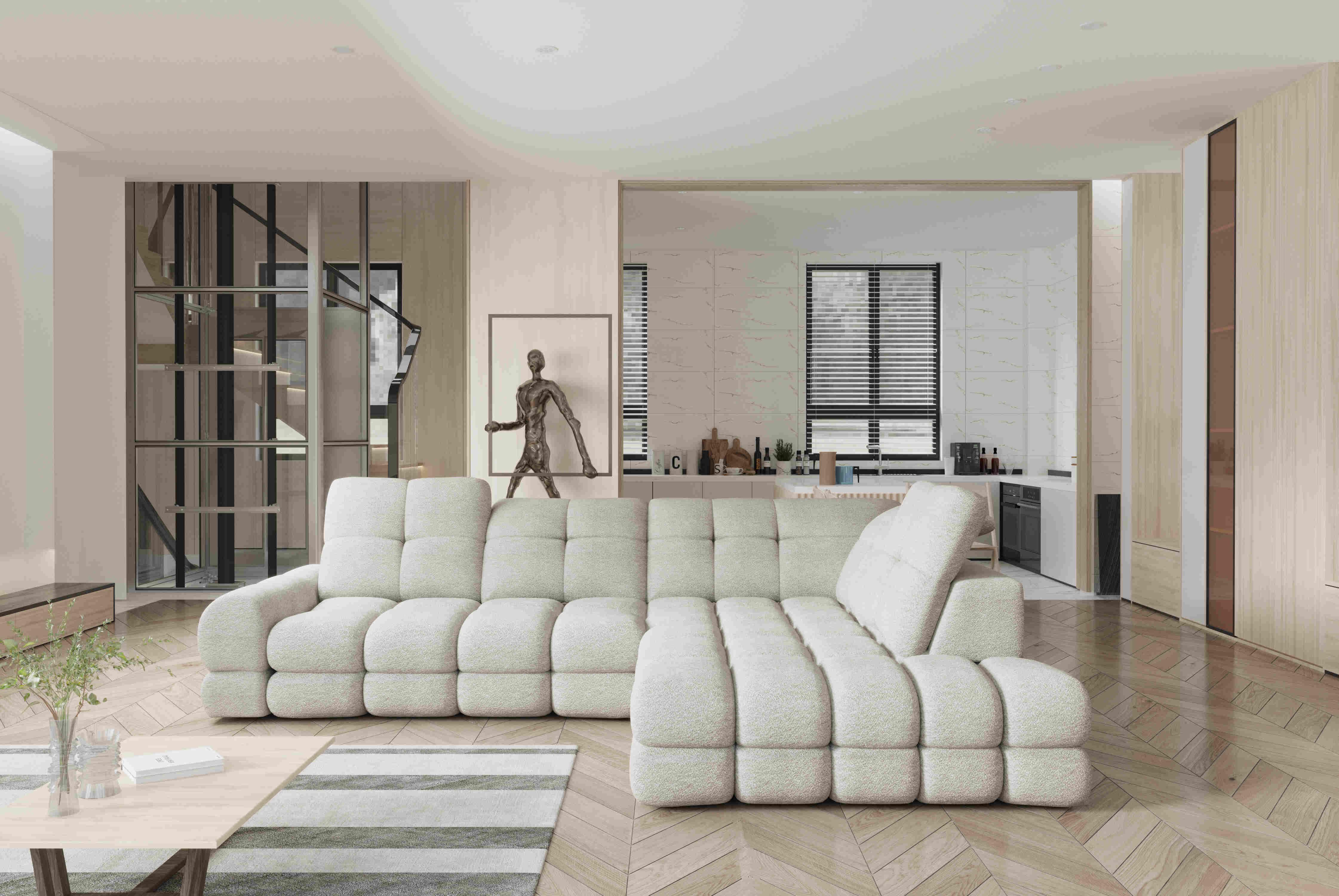 Kutna Garnitura Tollo L - bež/crna, Moderno, drvni materijal/drvo (302/116cm) - Premium Living