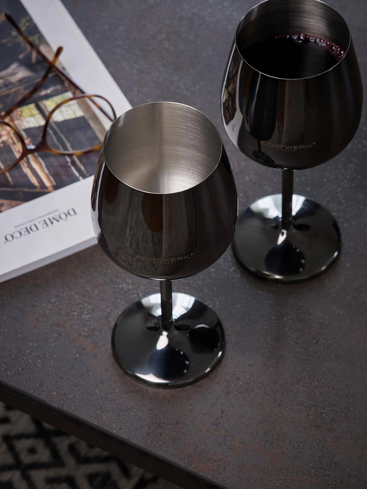 Gläserset Echtwerk Weingläser Schwarz, 6-teilig - Schwarz, Trend, Metall (21cm) - Echtwerk