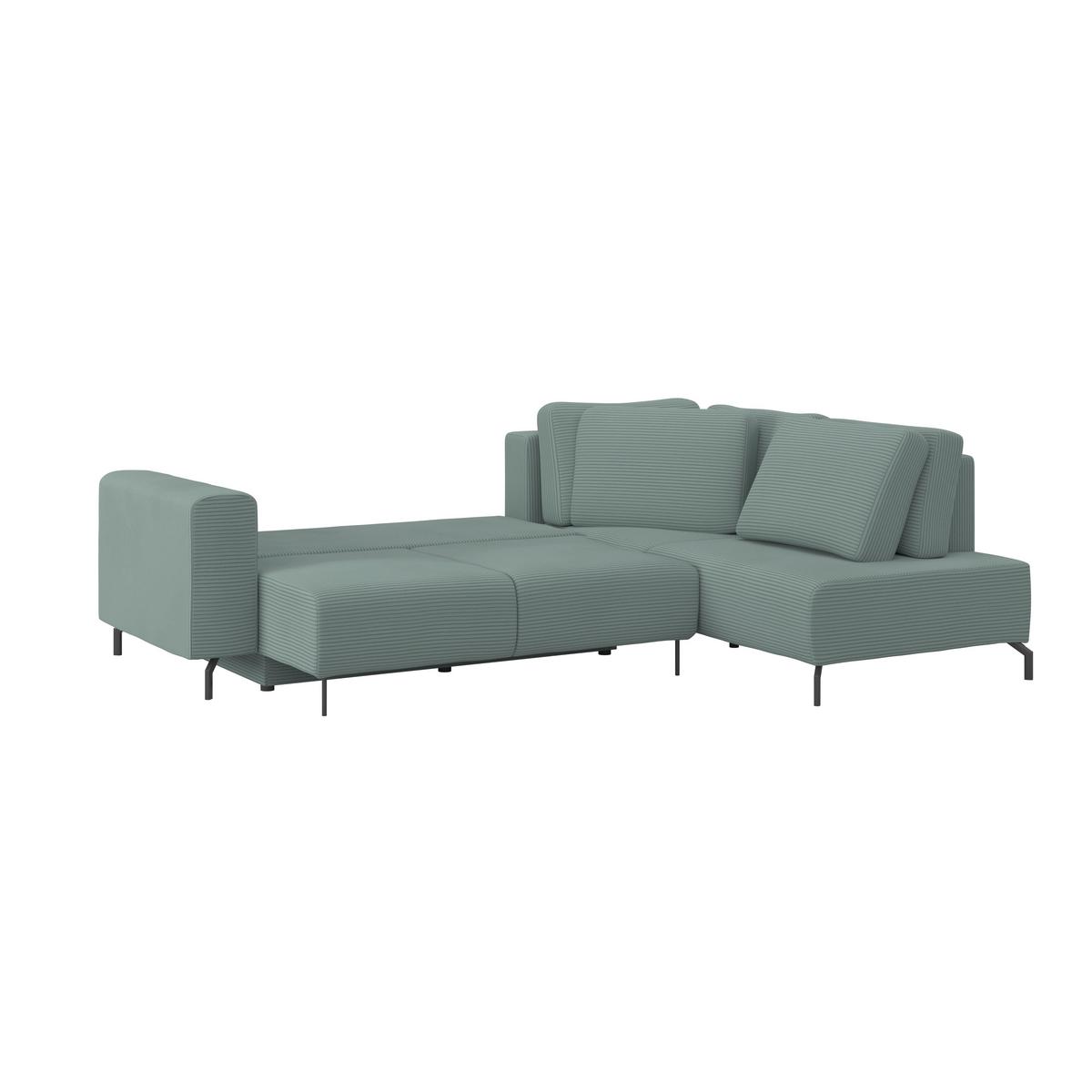 Kutna Garnitura Veni - sivo-zelena/crna, Moderno, tekstil (272/210cm) - Modern Living