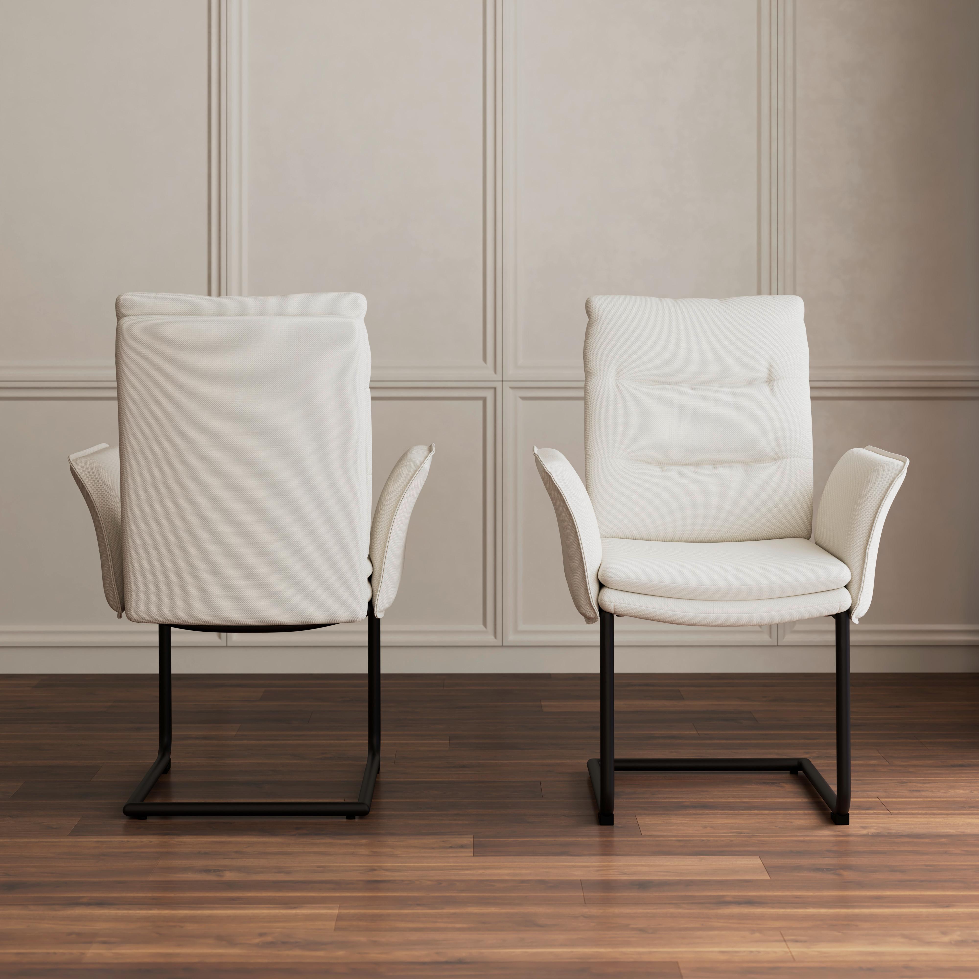 Armlehnstuhl Tonio Weiß Webstoff Gepolstert - Schwarz/Weiß, MODERN, Holz/Textil (64/64/97cm) - Bessagi Home