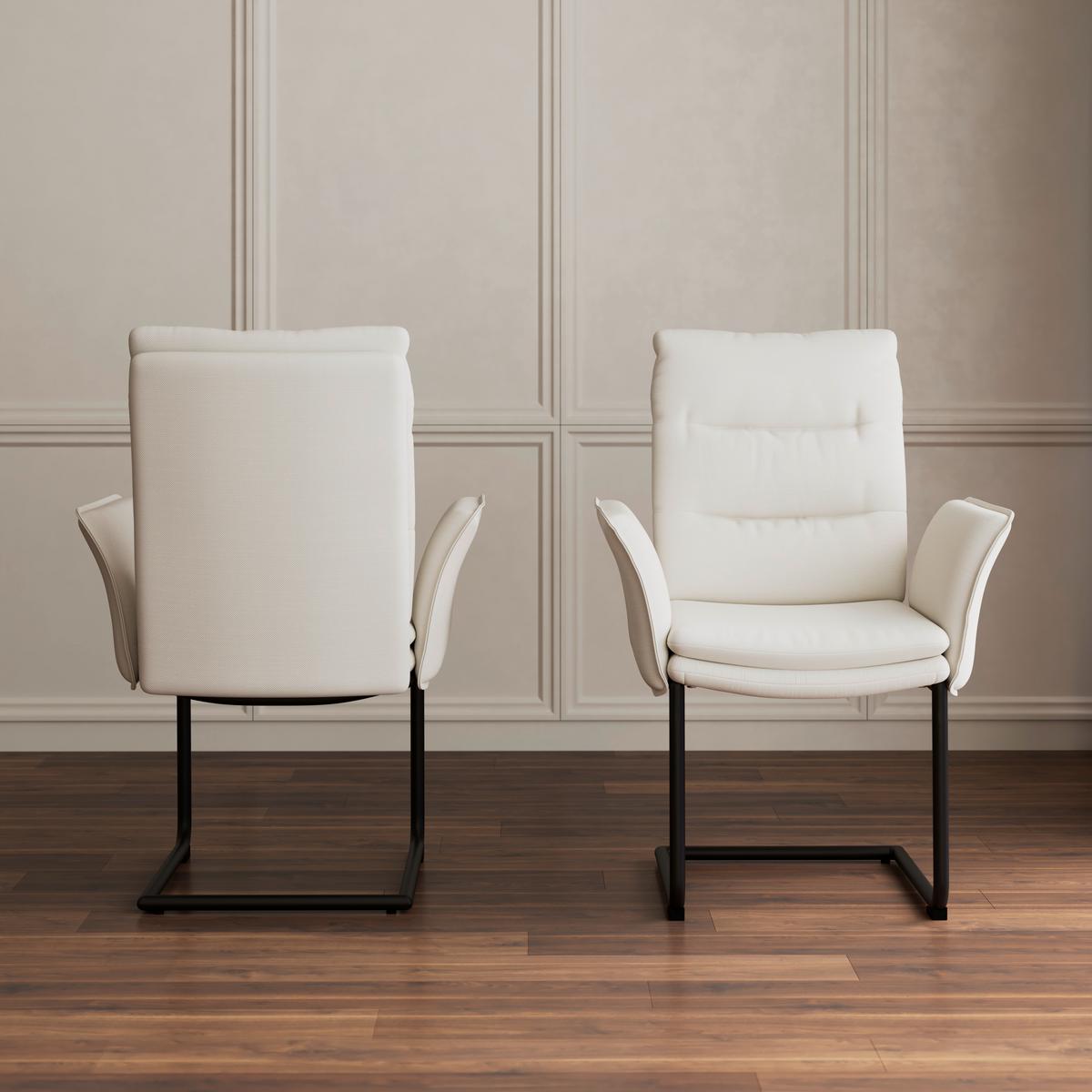 Armlehnstuhl Tonio Weiß Webstoff Gepolstert - Schwarz/Weiß, MODERN, Holz/Textil (64/97/64cm) - Bessagi Home