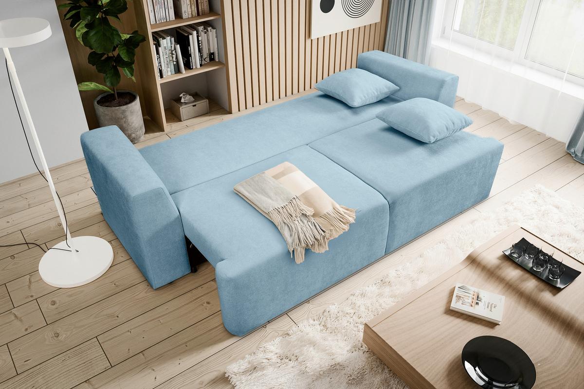Schlafsofa Point Hellblau - Schwarz/Hellblau, Basics, Holz/Kunststoff (250/95/99cm) - MID.YOU