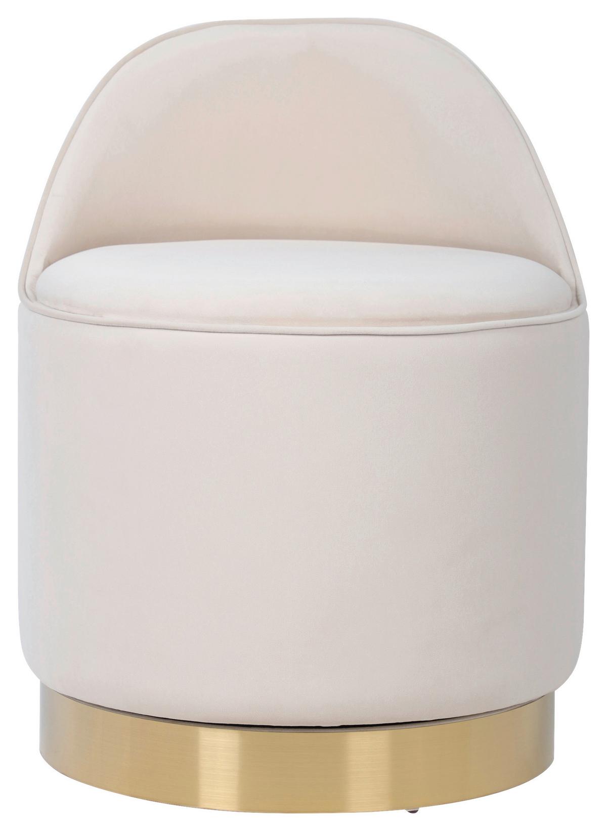 DREHHOCKER VIKTOR 125 - Beige/Goldfarben, Design, Textil/Metall (52/68cm) - Kayoom