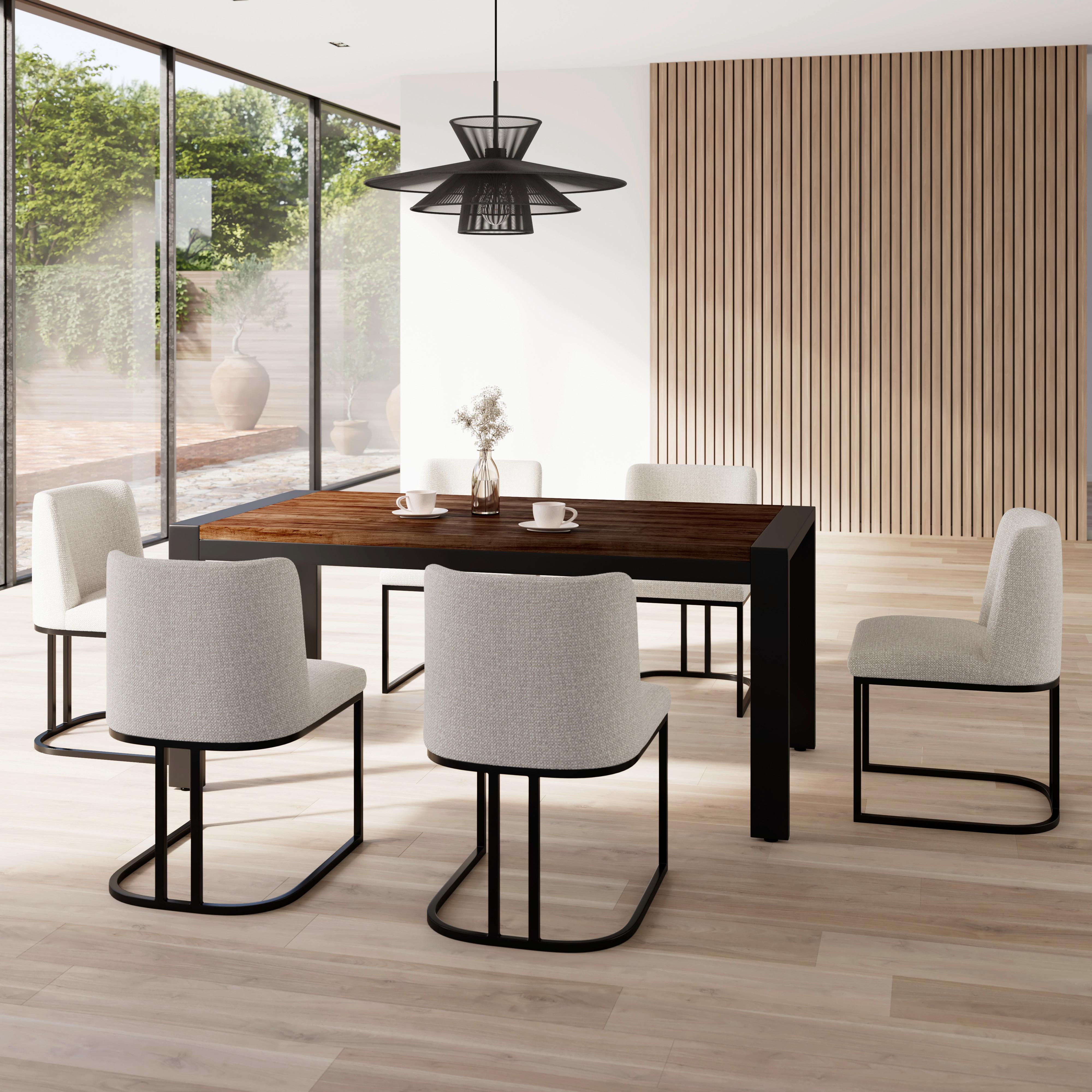 Jedilna Miza Aleya, Rjava - barva oreha/črna, Moderno, kovina/leseni material (180/76/90cm) - Bessagi Home