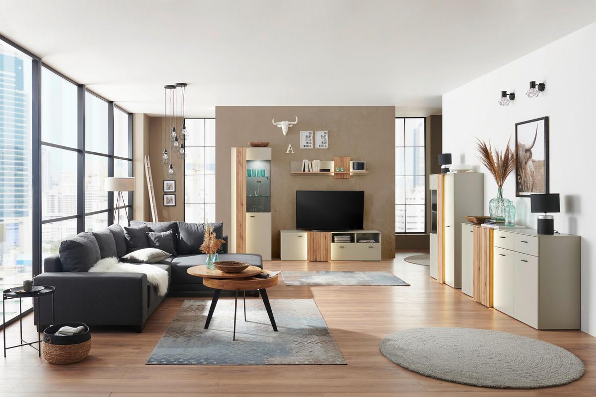 Vitrina Santana - Moderno, staklo/drvni materijal (71,8/203/44,8cm) - Modern Living