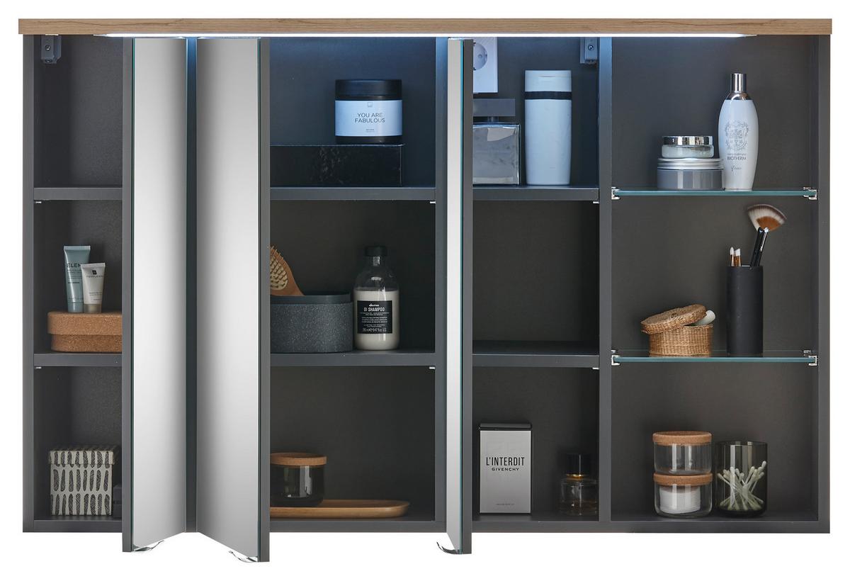 Spiegelschrank Memphis Grau - MODERN, Glas/Holzwerkstoff (110/70/22cm) - Mömax