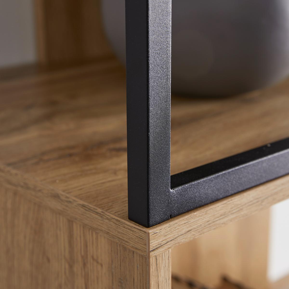 Regal Geny Eichefarben/Schwarz MDF - Eichefarben/Schwarz, MODERN, Metall (80/178/40cm) - Bessagi Home