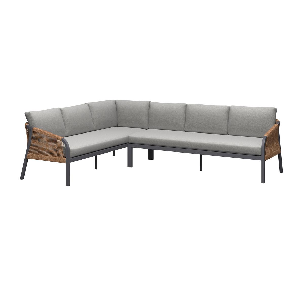 Loungegarnitur Casa Blanca Anthrazit/Naturfarben/Hellgrau - Anthrazit/Hellgrau, MODERN, Glas/Kunststoff