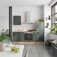 Küchenblock Easytouch Low m. Geräten Dunkelgrün - Dunkelgrün/Eichefarben, MODERN, Holzwerkstoff/Metall (240cm) - Nobilia