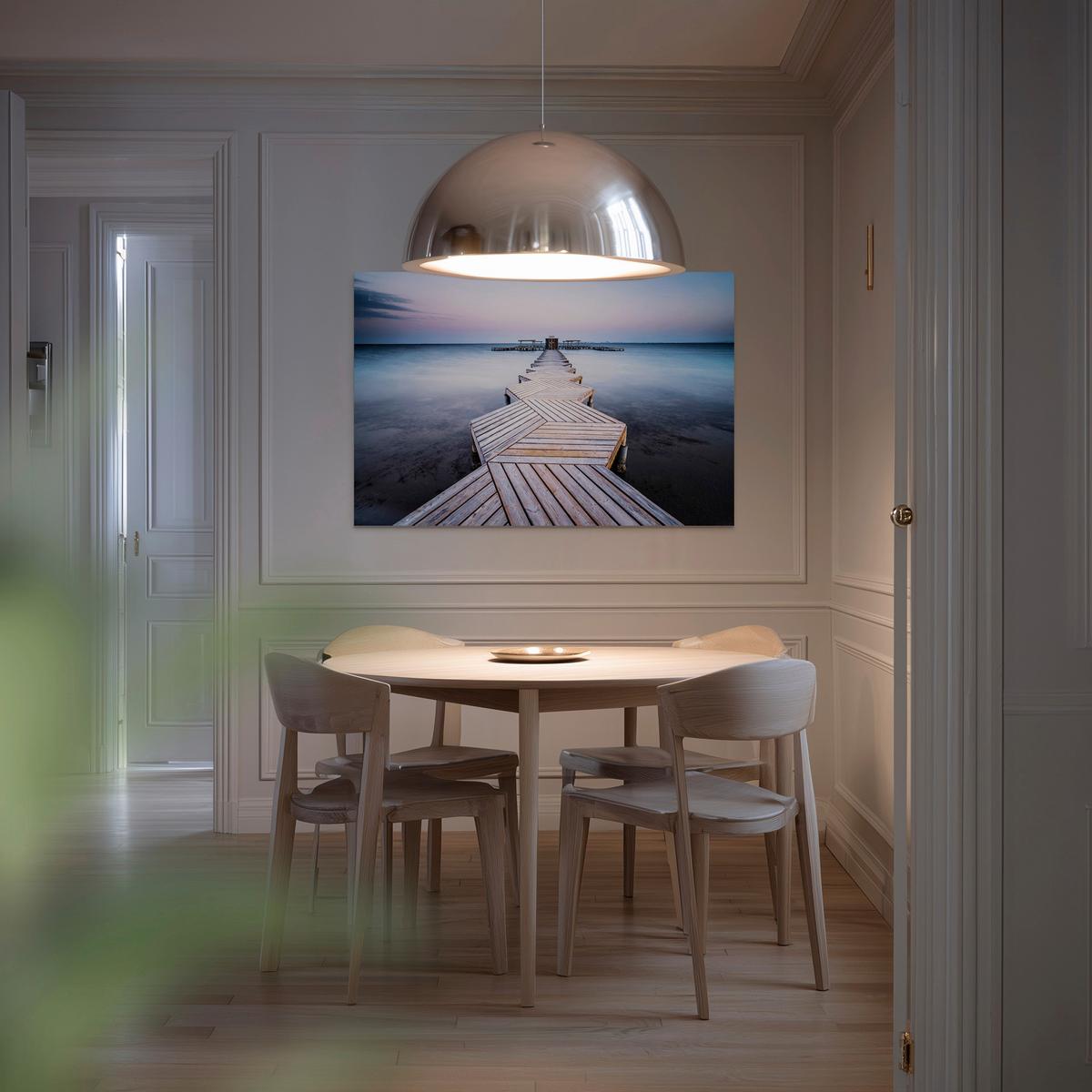 Leinwandbild Twilight Pier Multicolor ca. 85x113cm - Multicolor, Basics, Holz/Textil (85/113cm)