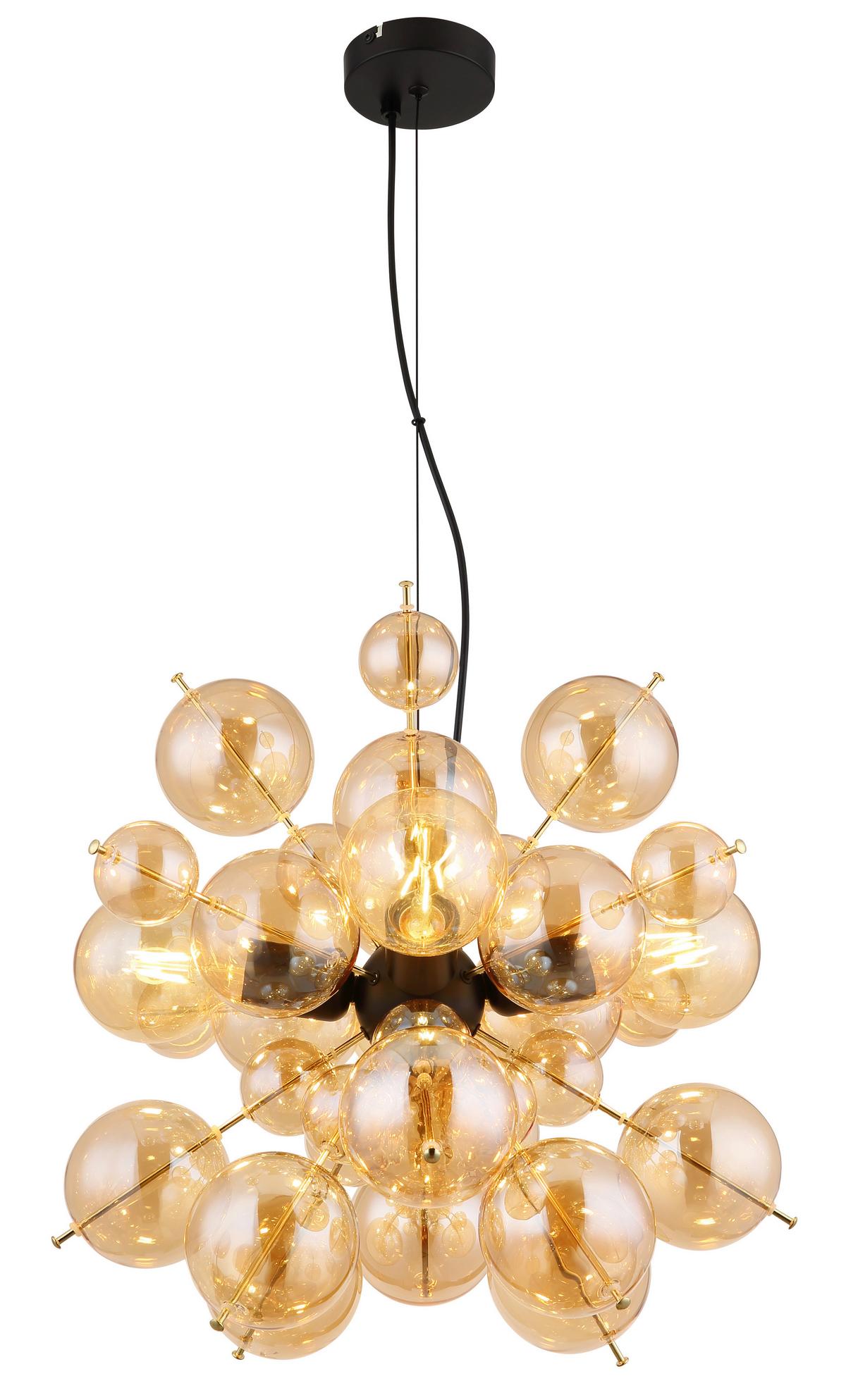 HÄNGELEUCHTE 15633H2A - Goldfarben/Schwarz, Design, Glas/Kunststoff (51,5/120cm) - Globo