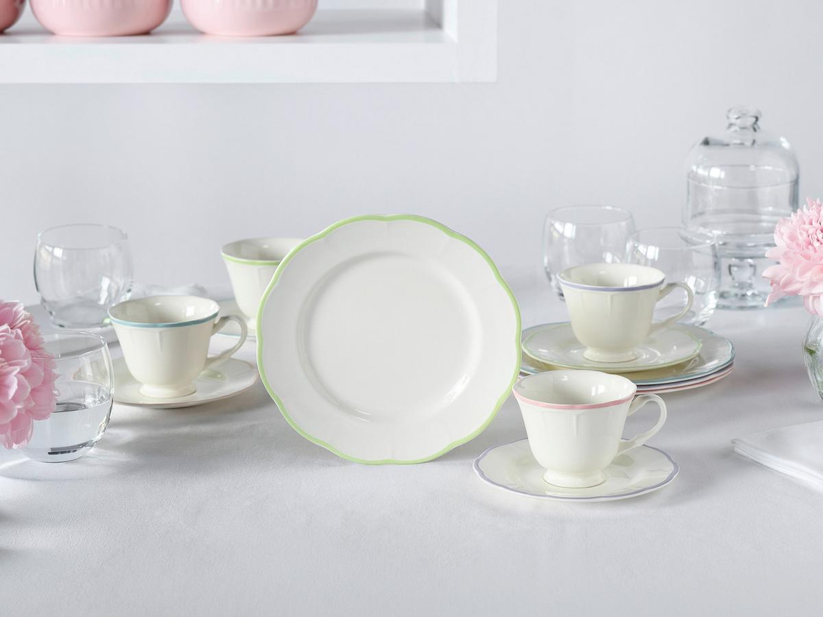 Servis Za Kavu Florine 12/1 - svijetlo ružičasta/boje limete, Basics, keramika - Creatable