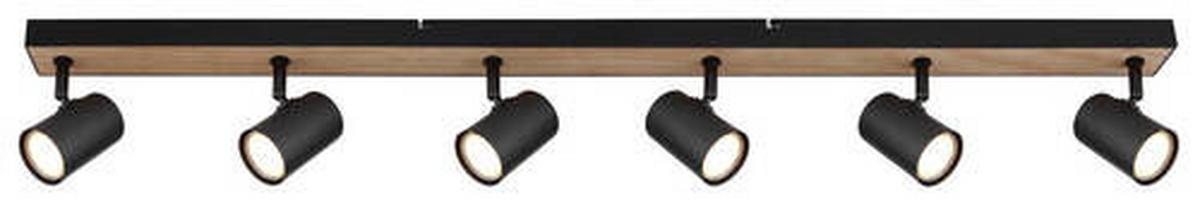 Strahler Robby Schwarz/Dunkelbraun max. 35 W - Dunkelbraun/Schwarz, Natur, Holzwerkstoff/Metall (115/6/13,5cm) - Globo