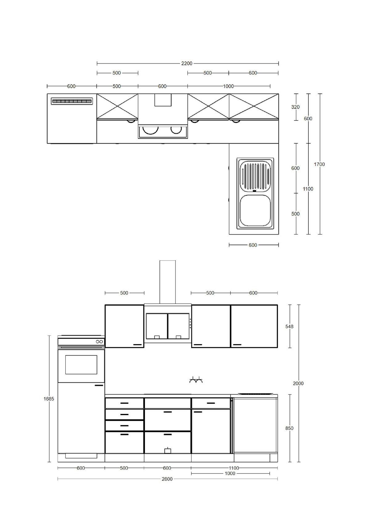 Eckküche Avila Eichefarben/Magnolie - Eichefarben/Magnolie, MODERN, Holzwerkstoff/Metall (280/170cm) - FlexWell