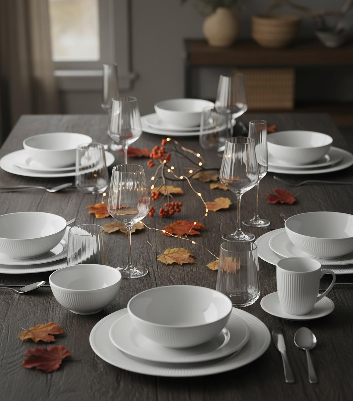 SERWIS OBIADOWO-ŚNIADANIOWY NELE - biały, Konventionell, ceramika - Landscape