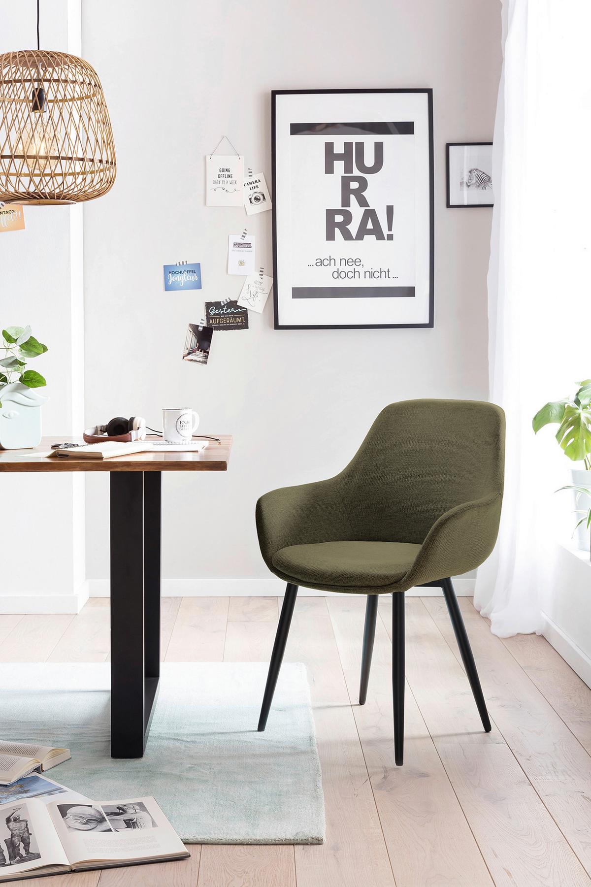 Set Naslanjačev Lena, Zelena, 2-Delni - črna/zelena, Moderno, kovina/tekstil (64/86/59cm) - Livetastic