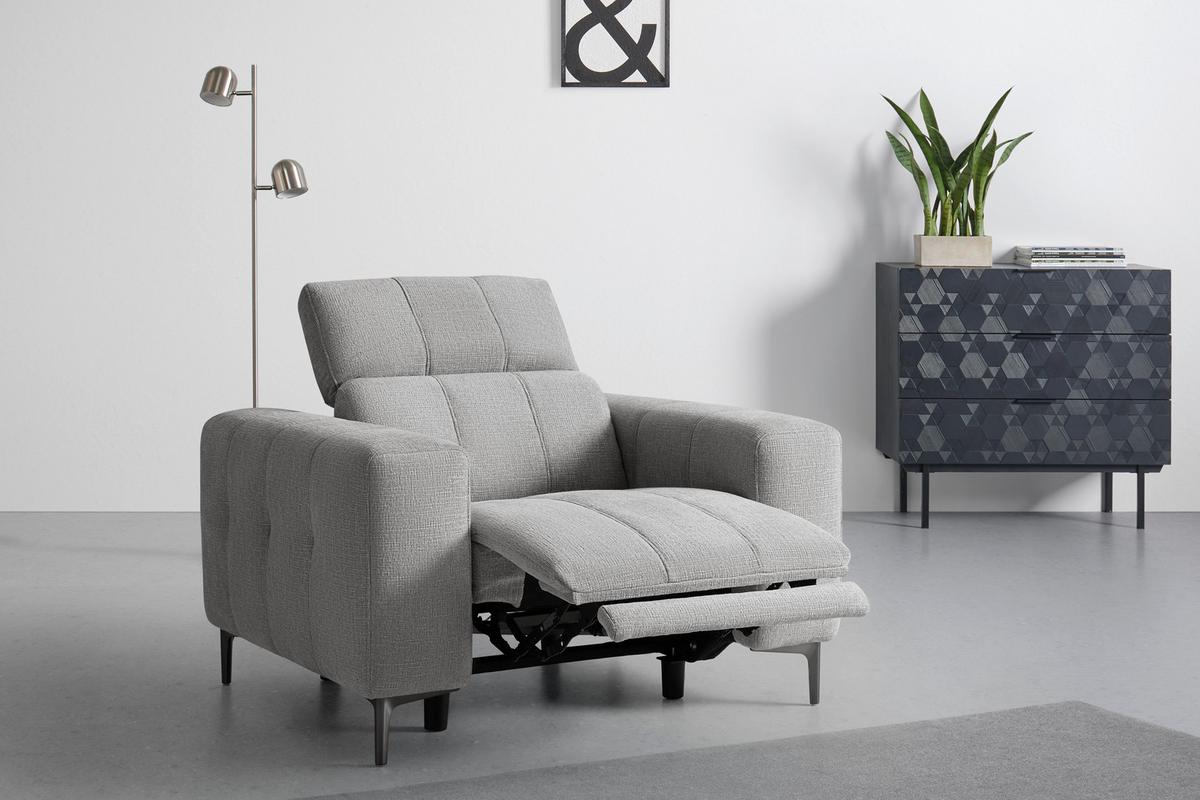 Fotel Alvaro - világosszürke/sötétszürke, Modern, műanyag/textil (115/79/109cm) - Mömax