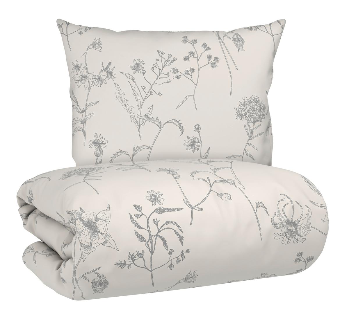Bettwäsche Nature Romy Grau/Weiß ca. 135x200cm - Weiß/Grau, Textil (135/200cm) - Mömax