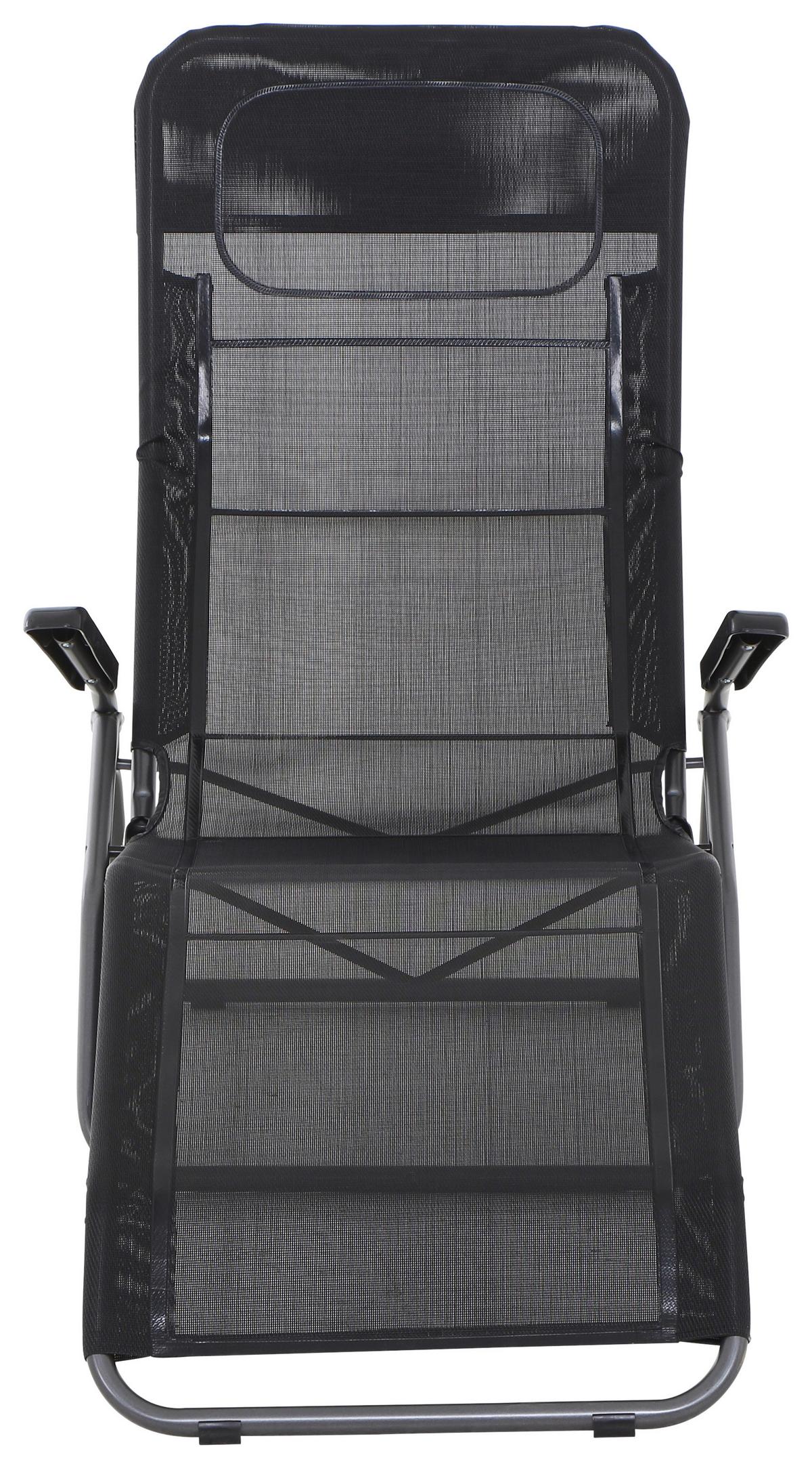 Gartenliege Anco Schwarz Stahl - Anthrazit/Schwarz, MODERN, Textil/Metall (72,5/103,5/144cm) - Siena Garden