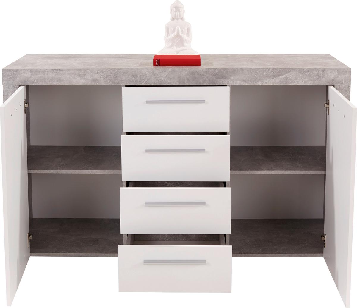 Comodă Focus - alb/gri, Modern, material pe bază de lemn (149/86/45cm) - Modern Living