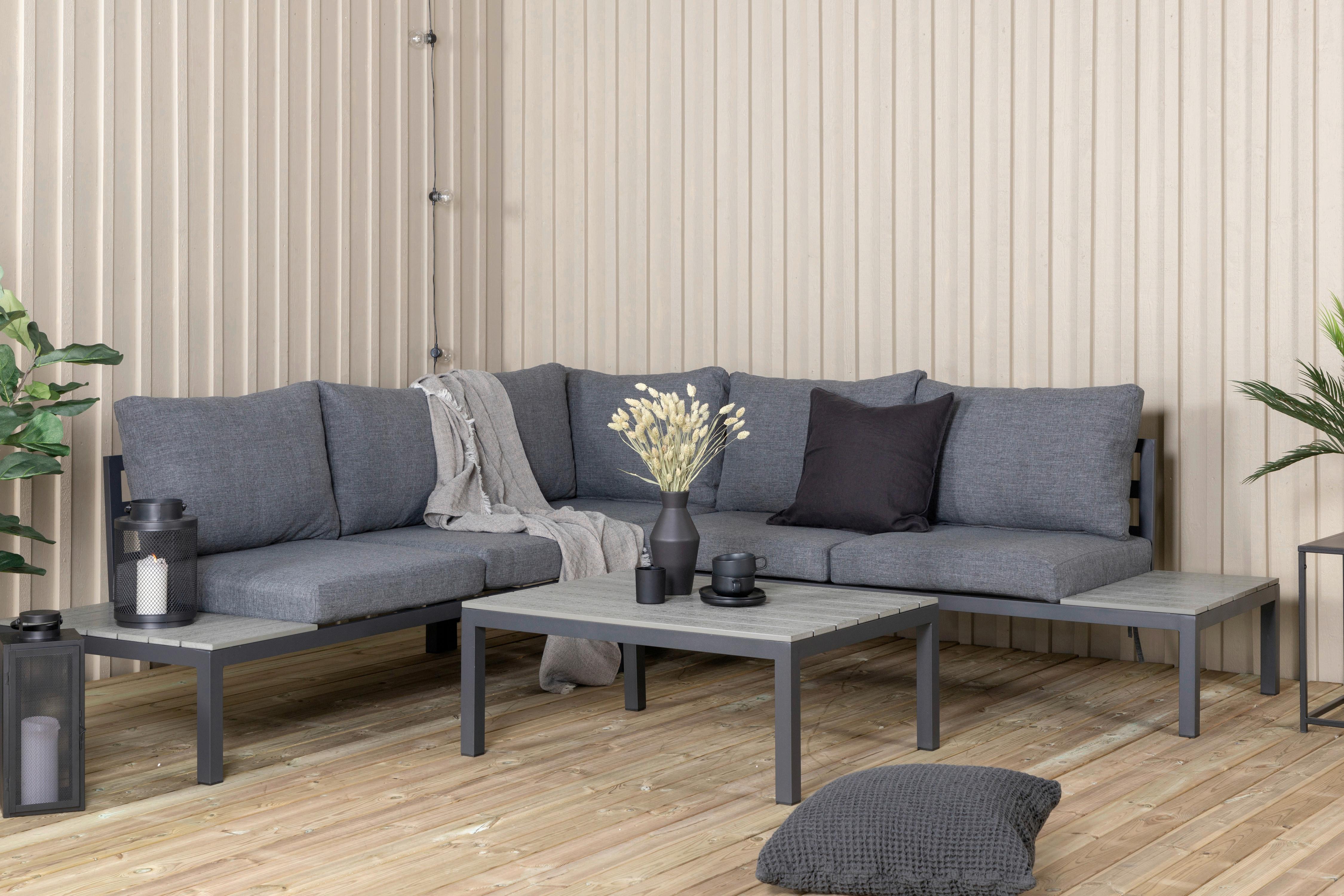 Loungegarnitur Odense ca. 133x167 cm Schwarz - Schwarz, KONVENTIONELL, Metall (133/167cm) - Gardenson