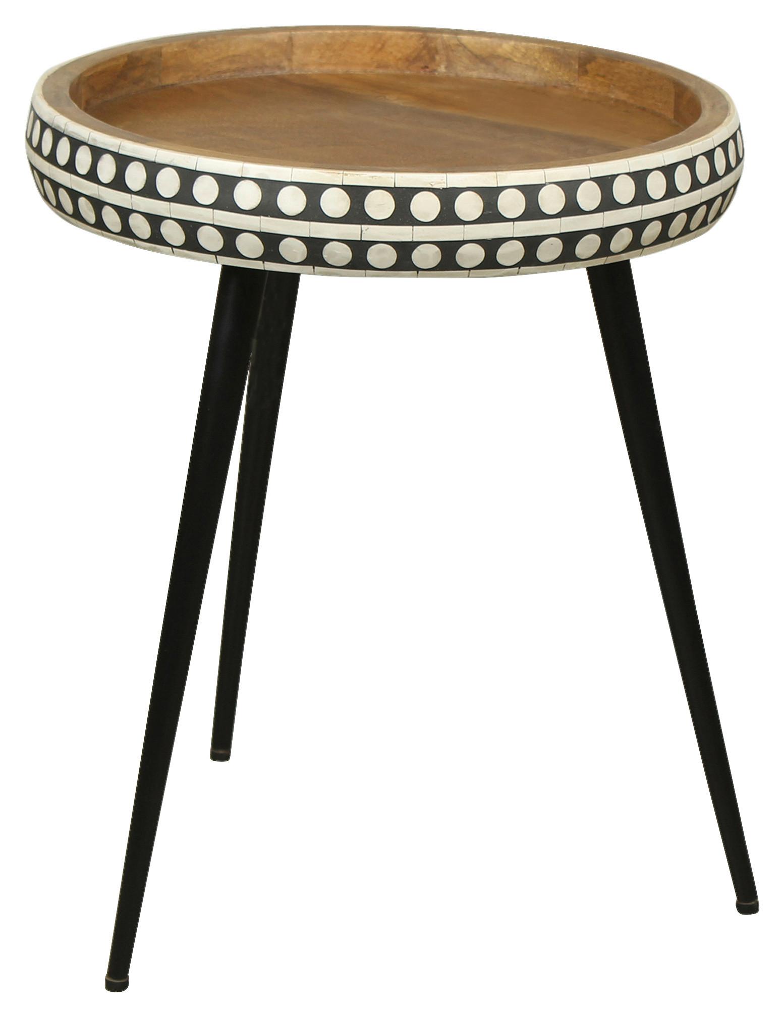 Beistelltisch Jana ca.35x42x35cm Mangoholz massiv - Schwarz/Naturfarben, MODERN, Holz/Metall (35/42/35cm) - MID.YOU